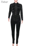 Velvet Loungewear Sets Women Velour Two Piece Outfits Zipper Full Sleeve Jacket and Stacked Pant Sweatsuit Matching