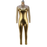Toloer Women's Fall / Winter 2023 Metal Color Sexy Strapless Jumpsuit Pants Women's Jumpsuit-Outfit