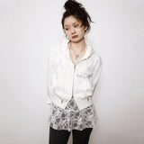 Grunge Zip-up Hoodies Harajuku Vintage Double Zipper Jacket Korean Fashion Short Sweatshirt Japanese Streetwear Y2k