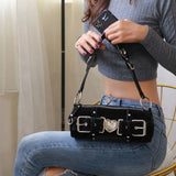 Y2K Heart Metal Chain Shoulder Bag-Outfit