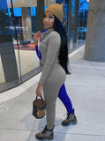 Casual Contrast Hoody Top And Pant 2 Piece