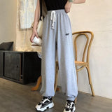 Oversized Grey Jogging Sweatpants Women Korean Style Joggers Track Pants White Winter Warm Trousers Female