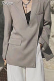 Fashion Women's Blazer V-neck Long Sleeve Solid Color Medium Length Pocket Split Suits Jackets Summer 2023 New
