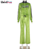 Women Tracksuit Letter Print Velvet 2 Piece Outfit Sweatshirt+Straight Sweatpants Matching Set Fitness Sporty