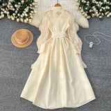 Light Luxury High-End Sense Polo Collar Dress Female Summer Mesh Embroidery Texture Design Chic Temperament