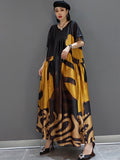 Print Dress For Women O Neck Short Sleeve Pockets Straight Loose Vintage Dresses Female 2023 Summer Fashion