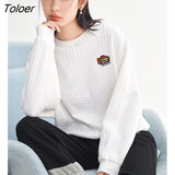 Women Sweatshirts 2023 Spring Long Sleeve O Neck Loose Hoodie 3D Diamond Check Embroidery Casual Chic