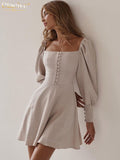 Sexy Slim Square Collar Women'S Dress Winter Long Sleeve Bodycon Mini Dresses Elegant Party Dress For New Year