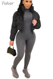 Zip Up Turtleneck Cropped Puffer Jacket Solid Color Wholesale Winter Clothes Women Bubble Coat Outwear