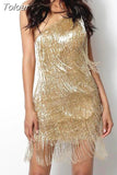 Party Dress Women 2023 Summer Tassel Sequins Sexy Sleeveless Y2k Spaghetti Strap Dresses Night Club E-girl