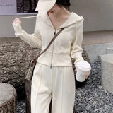Toloer Suit Female Spring 2024 New Korean Version Loose Show Thin Casual Two-Piece Set Of Fashion Foreign Style Hoodie-Outfit