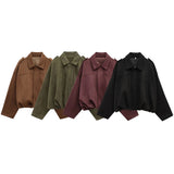 Spring Pilot Jacket Bat Sleeve Zipper Loose Tuffen Jacket Women's Casual