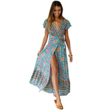Summer Leisure Hot Holiday Printing Dress Sexy Long Dress Women's