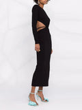 Plain Dress For Female O Neck Long Sleeve High Waist Lace Up Cut Out Dresses Female 2023 Spring Clothing Fashion