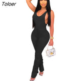 Solid 2 Two Piece Set Sleeveless Women Outfits Sets Lace Up Casual Woman Sets O-Neck Sexy Female Pants