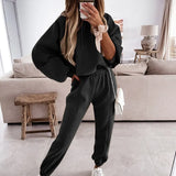 Print Hoodies Tracksuits Women's Fleece 2 Piece Set Female Pants Sets Casual Sports Lace Up Hooded Sweatshirts Autumn