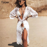 Bohemian Sexy Beach Bikini Cover Up Tunic Pareo Crochet Lace Women 2023 Summer Holiday Swimwear Sunscreen Cardigan