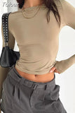 Sleeve T Shirt Women Slim Fit Pullovers T-shirts Spring Autumn Streetwear O Neck Female Basic Tee Y2k Clothes Crop