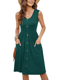 Dress Casual Fashion Foldless Sleeveless Buckle Long With