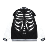 Skeleton Graphic Oversized Varsity Jacket-Outfit