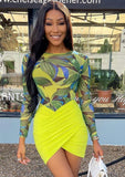 Print Bodysuit and Matching Wrap Skirt