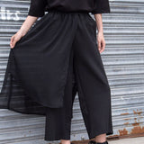 Chiffon Black Trousers For Women High Waist Loose Asymmetrical Hem Ankle Length Wide Leg Pants Female 2023 Spring