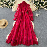 2025 New High-End Heavy Industry Mesh Embroidery To Collect Thin French Elegant Lantern Sleeve