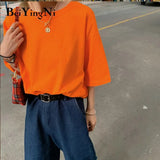 Cotton Harajuku T-shirt Female Loose Casual Korean Hipster Woman's T Shirt 2020 Summer Basic Vintage Tops Women