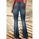 Waist Flared Jeans Women Button Casual Straight Leg Pants New 2023 Summer Pocket Hole Female Loose Office Lady Slim
