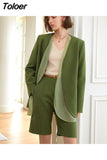 Fashion Women's Blazer Loose Collarless full sleeve Contrast mesh No buckle green Suit Jackets Summer 2023 New tide