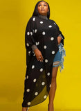 Plus Size Black Dot Print Long Sleeve Long