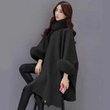 New Coat Women's Fashion Ins Autumn and Winter Mid Long Fashion Temperament British A-line Cape Worsted Personalized