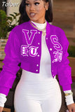 Student Cropped Baseball Bomber Coat Casual Single Breasted Long Sleeve Jackets Streetwear Oversize Letterman