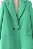 2023 Women Double Breasted Loose Blazer Office Lady Loose Classic Coat Basic Suit Jacket Female Chic Outwear