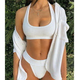 White Casual Solid 2021 Velvet Tracksuit 2Piece Set Women Down Collar Pocket Short Sleeve Female Tops Elastic Loose