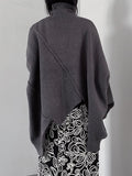Black Irregular Hem Knitting Sweater Turtleneck Long Sleeve Women Pullovers New Fashion Tide Autumn Winter 2023
