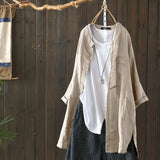 Womens Shirts 2022 ZANZEA Vintage Cotton Tunic Casual Long Sleeve Shirt Button Cardigans Female Soid Patchwork Tops Plus
