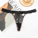 Sexy Lace Leopard T-Throat T-Santing Tpants Ice Silk Splicing Lace Breathable