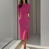 Elegant Workplace Party Button Dress New