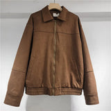 Women's 2025 New Retro Collar Imitation Leather Jacket Casual