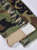 Fashion Women Pants Slim Long Straight Pocket High Waist Zipper Button Spliced Camouflage Trousers Spring 2023 New