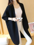 Fashion Autumn Winter Medium Length Sweater Coat Women's Knitted Cardigan Bat Sleeve Solid Color Coat Oversized