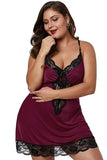 Sexy Plus Size Straps V Neck With Lace Mini Dress