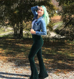 Velvet Flare Pants Vintage Wave Print Y2K 90s Trousers High Waist Streetwear Joggers Women Harajuku Sweatpants 2022