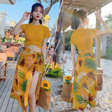 Set Women 3 Pieces Stylish BF Design Bright Color Elegant Young Style College Summer Beachwear Swimwear Hot Sale