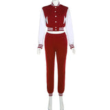 Sisterlinda Autumn Casual Women Tracksuit 2 Piece Set Long Sleeve Baseball Tops Coat+High Waist Trousers Female Matching