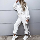 Print Hoodies Tracksuits Women's Fleece 2 Piece Set Female Pants Sets Casual Sports Lace Up Hooded Sweatshirts Autumn