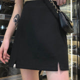 Women Elegant Feminine Summer Cozy Simple All-match Harajuku New Collection Hot Sale S-4XL A-line Solid Side-split