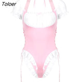 Sexy Cosplay Uniform Japanese bodysuits puff sleeve Costumes clothes Women Sexy Lingerie Coffee Shop Anime Kawaii