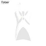 Knitted Hollow Out Tank Tops Women Summer Sleeveless Turtleneck Sweater Vest Tee White Basic Elastic High Street Y2K